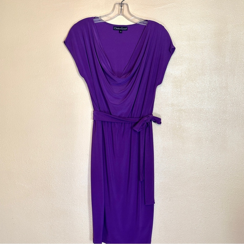 Beautiful Purple cowl neck  Dress with Tie